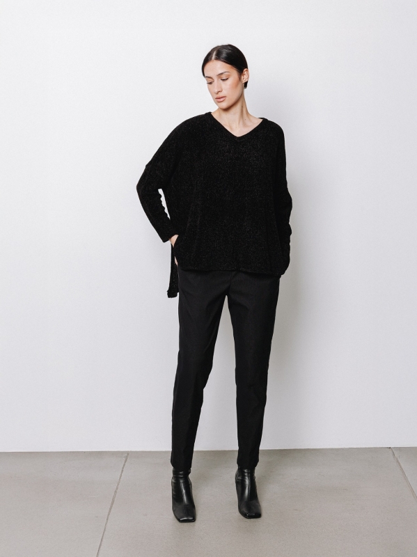 Maxi maglia a scatola in ciniglia