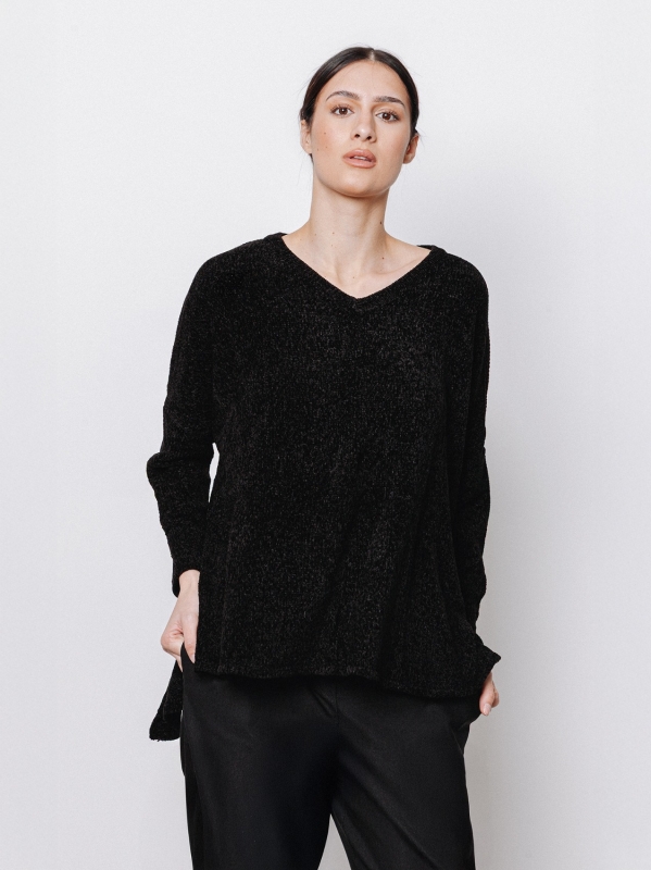 Maxi maglia a scatola in ciniglia