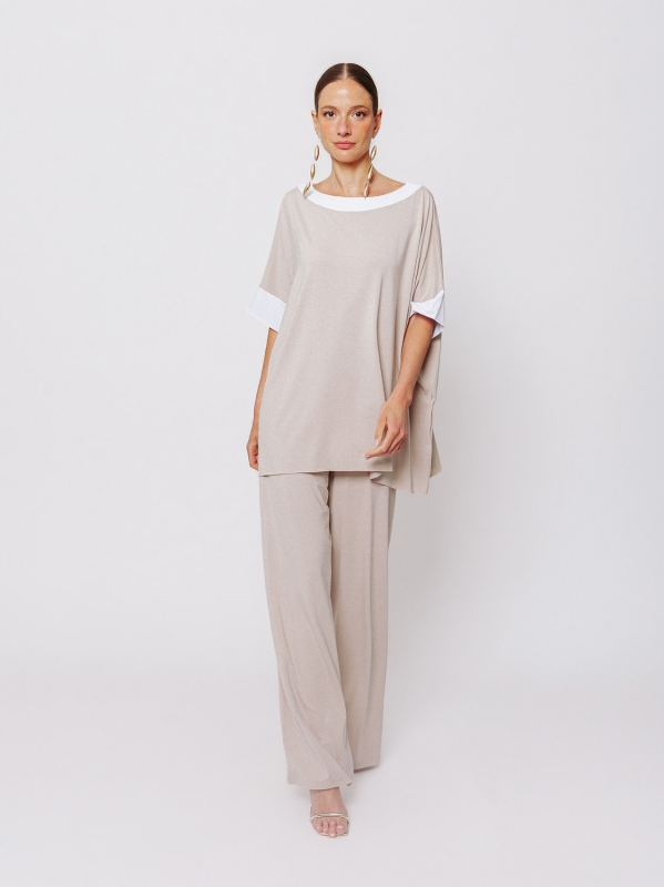 Maxi t-shirt a scatola con bordi a contrasto