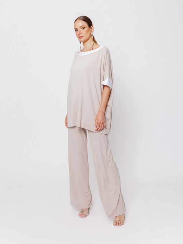 Maxi t-shirt a scatola con bordi a contrasto