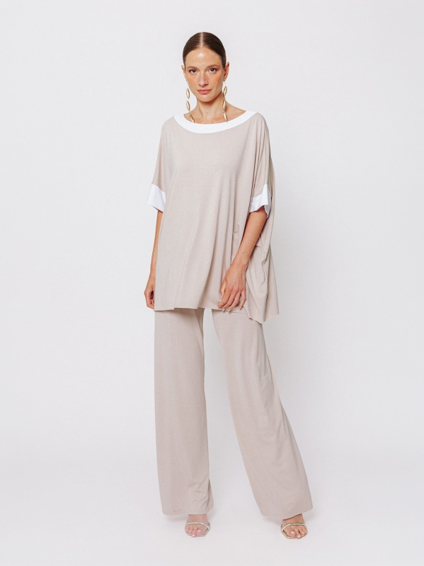 Maxi t-shirt a scatola con bordi a contrasto