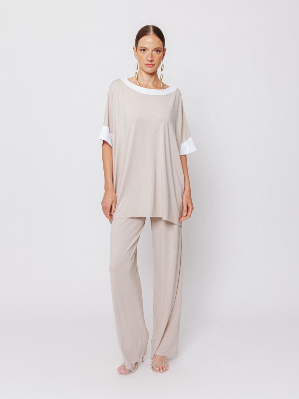 Maxi t-shirt a scatola con bordi a contrasto