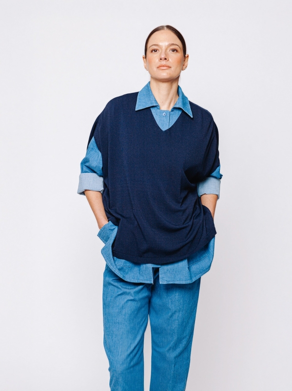Midali Toujours sweater in blue viscose blend