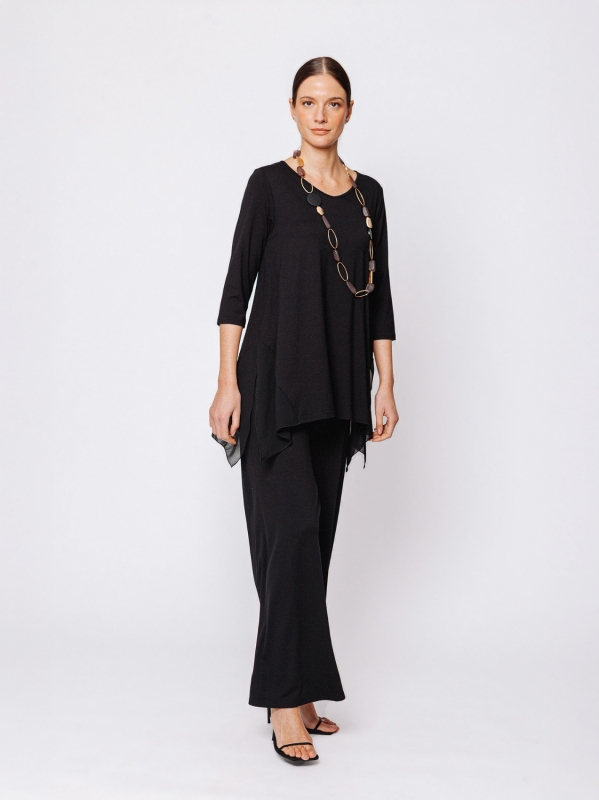 T-shirt svasata Midali Toujours in jersey e chiffon