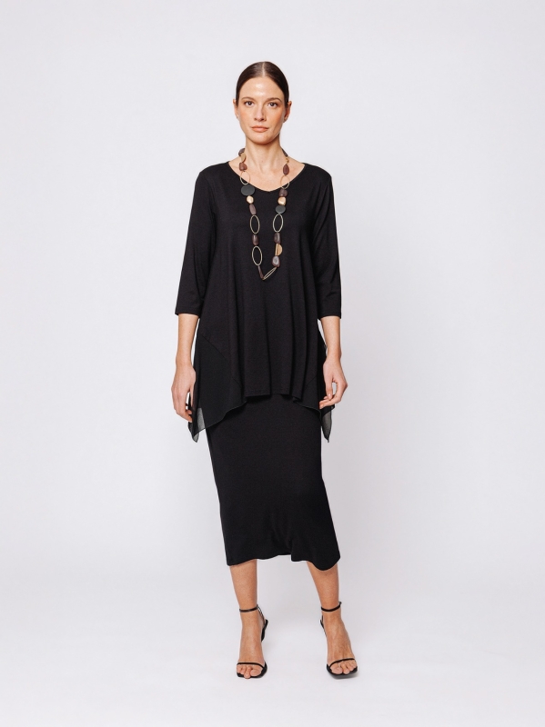 T-shirt svasata Midali Toujours in jersey e chiffon