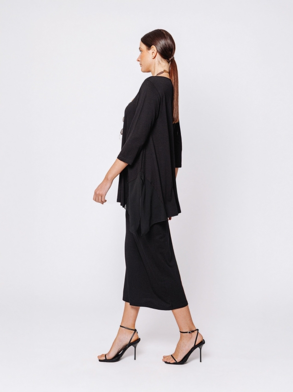 T-shirt svasata Midali Toujours in jersey e chiffon