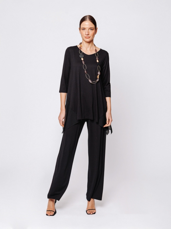 T-shirt svasata Midali Toujours in jersey e chiffon