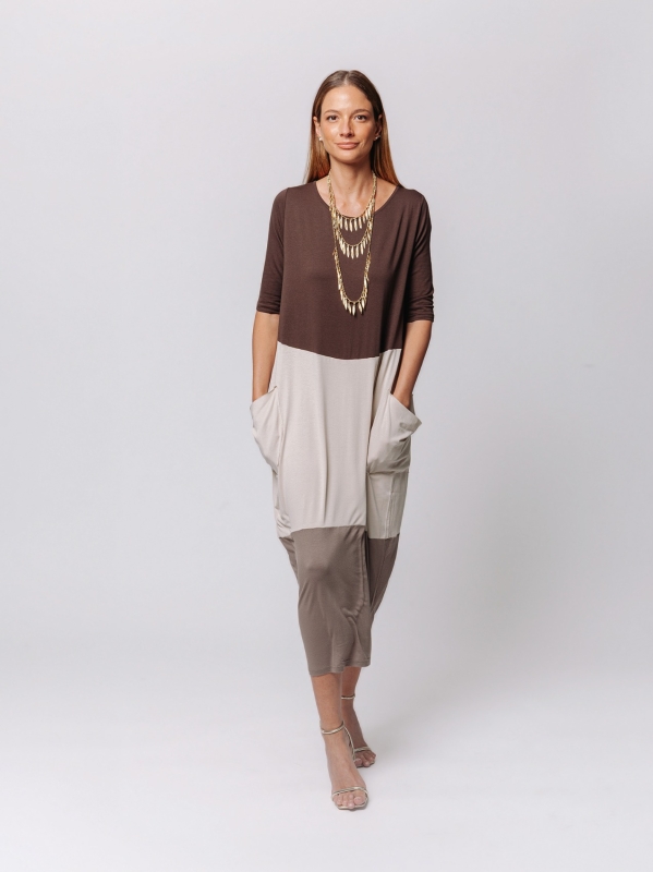 Abito Lungo Color Block - Armonia Tonale