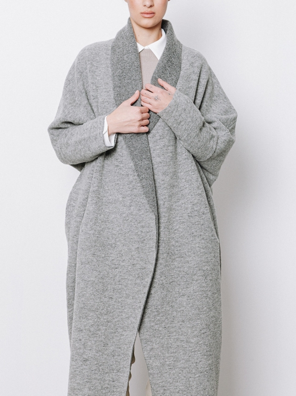 Maxi cardigan in lana cotta