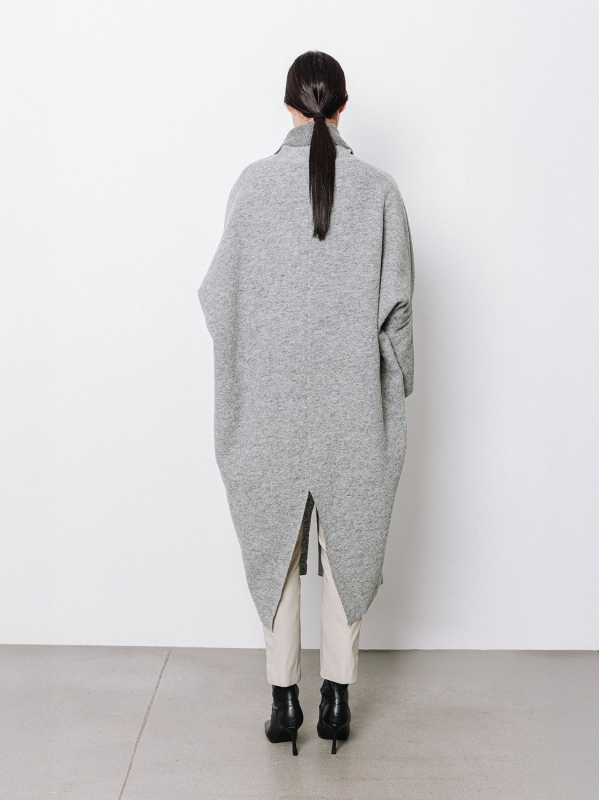 Maxi cardigan in lana cotta