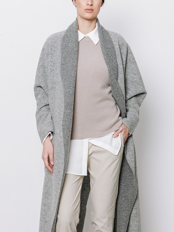 Maxi cardigan in lana cotta