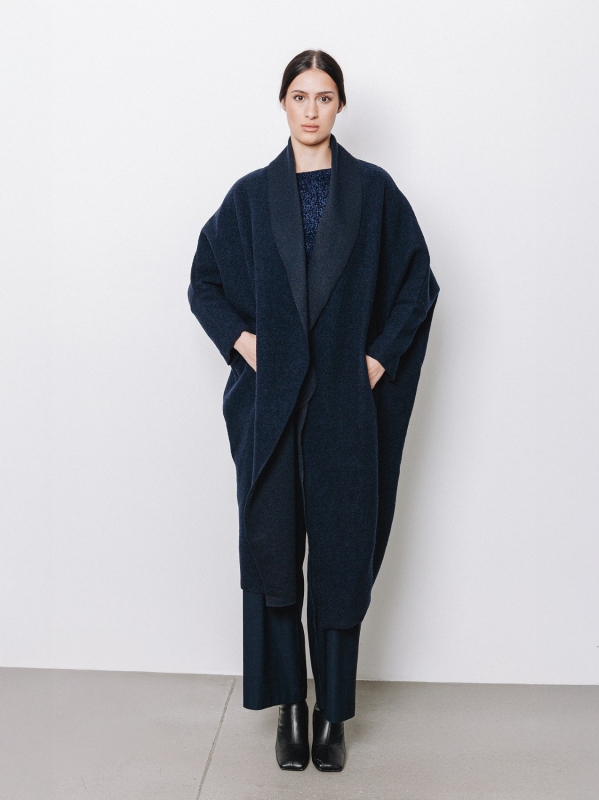 Maxi cardigan in lana cotta