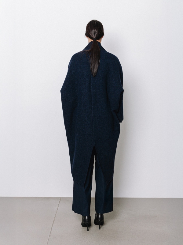 Maxi cardigan in lana cotta