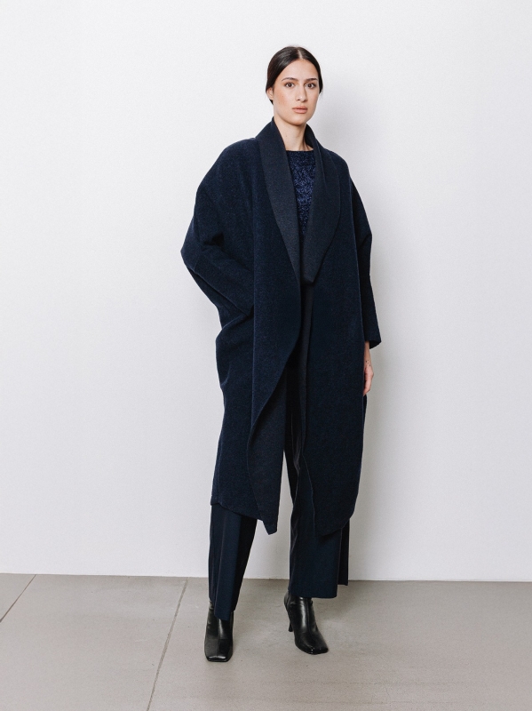 Maxi cardigan in lana cotta