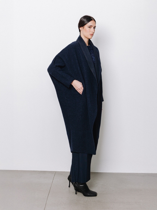 Maxi cardigan in lana cotta