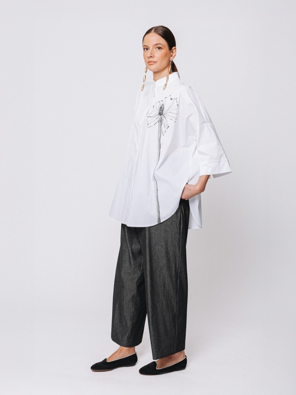 Hand-painted cotton poplin shirt | Midali Toujours