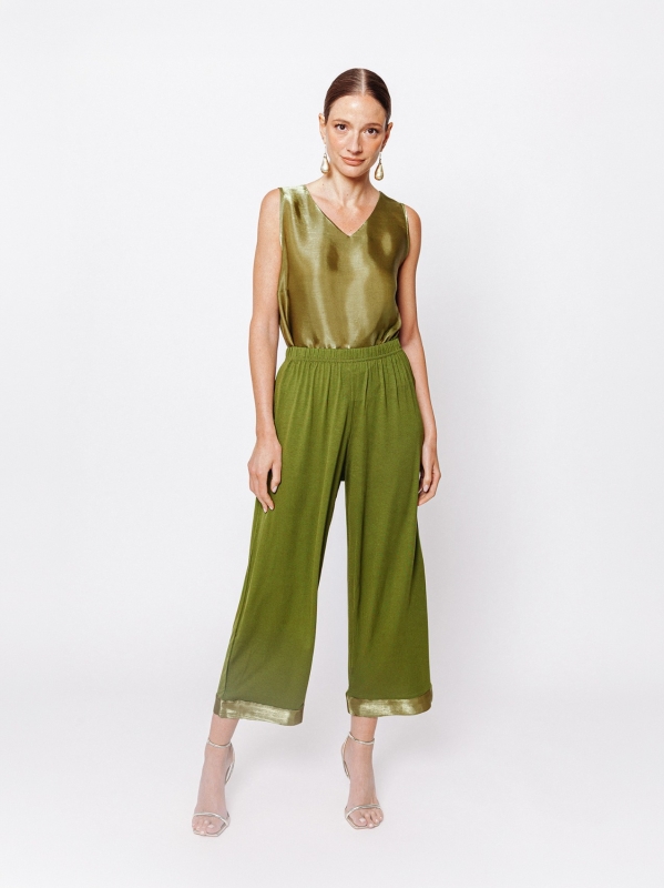 Pantaloni cropped con inserto IRIDESCENTE