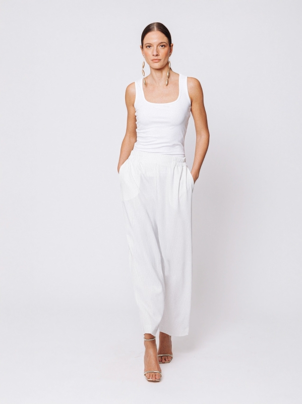 Pantaloni gaucho gessati Midali Toujours