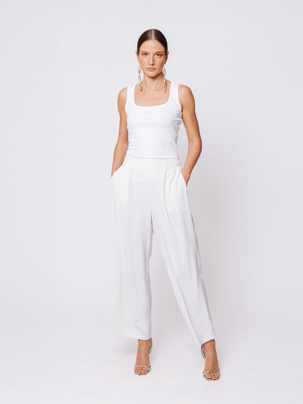 Pantaloni gaucho gessati Midali Toujours