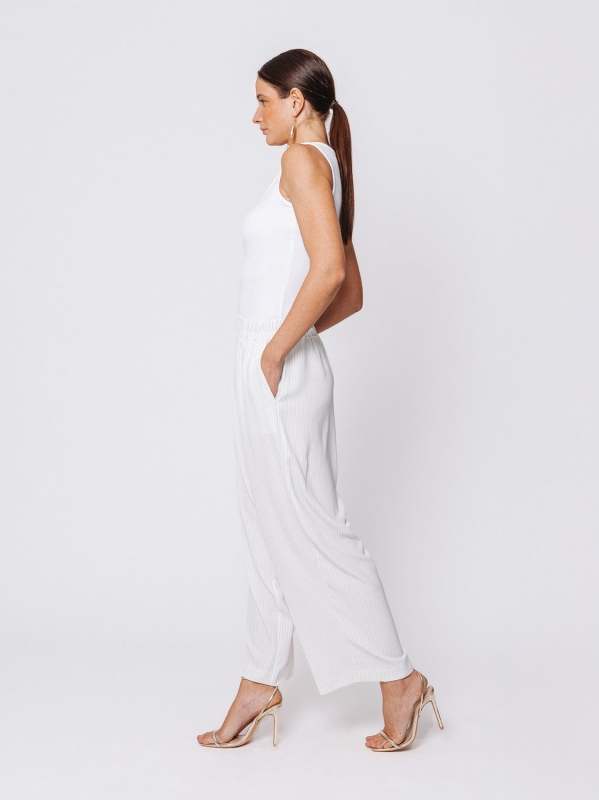 Pantaloni gaucho gessati Midali Toujours