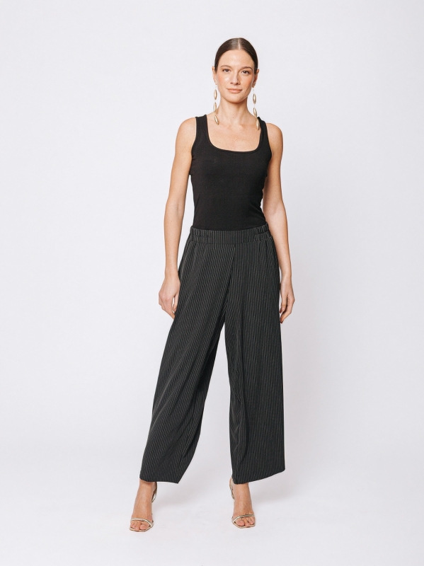 Pantaloni gaucho gessati Midali Toujours