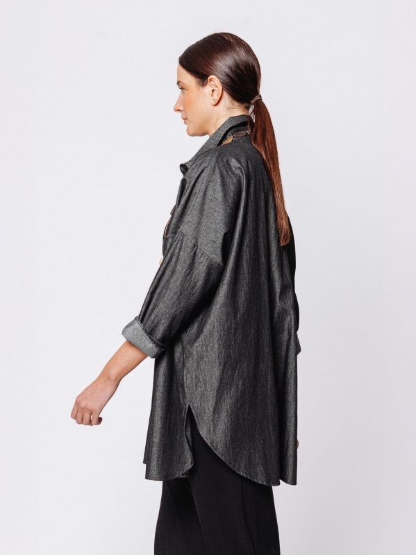 Midali Toujours shirt jacket in chambray jeans