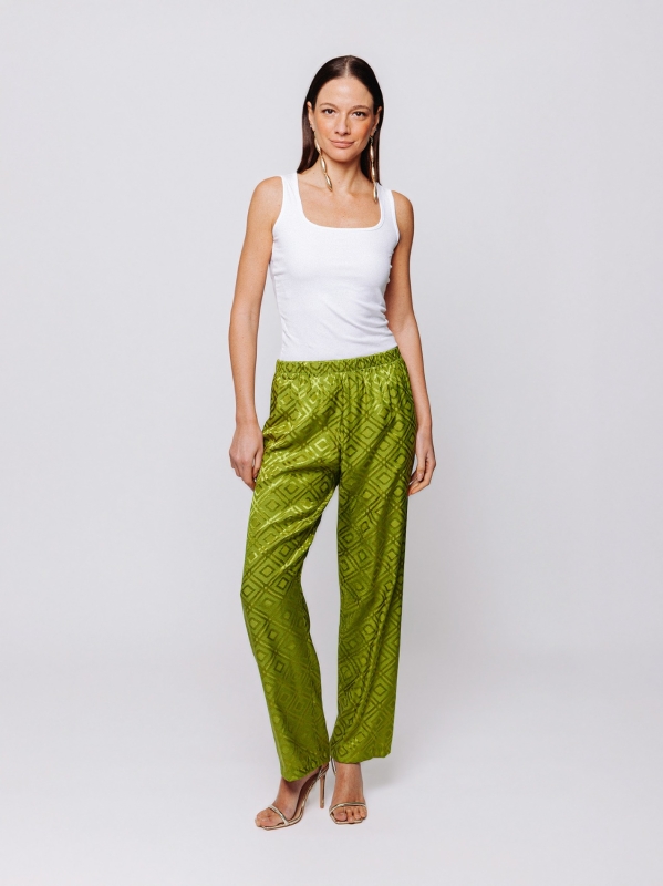 Pantalone affusolato in jacquard Midali Toujours