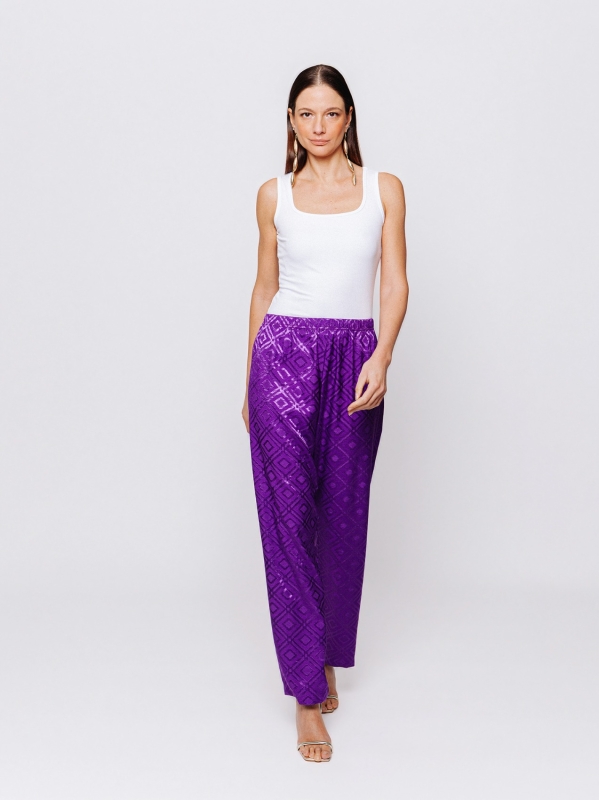 Pantalone affusolato in jacquard Midali Toujours