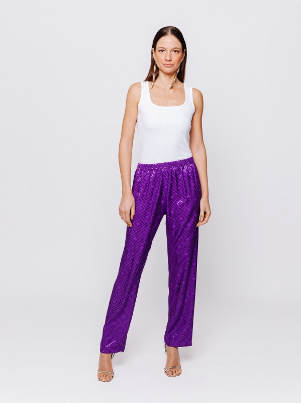 Pantalone affusolato in jacquard Midali Toujours