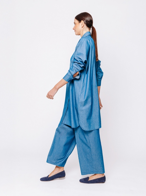 Chambray denim shirt jacket