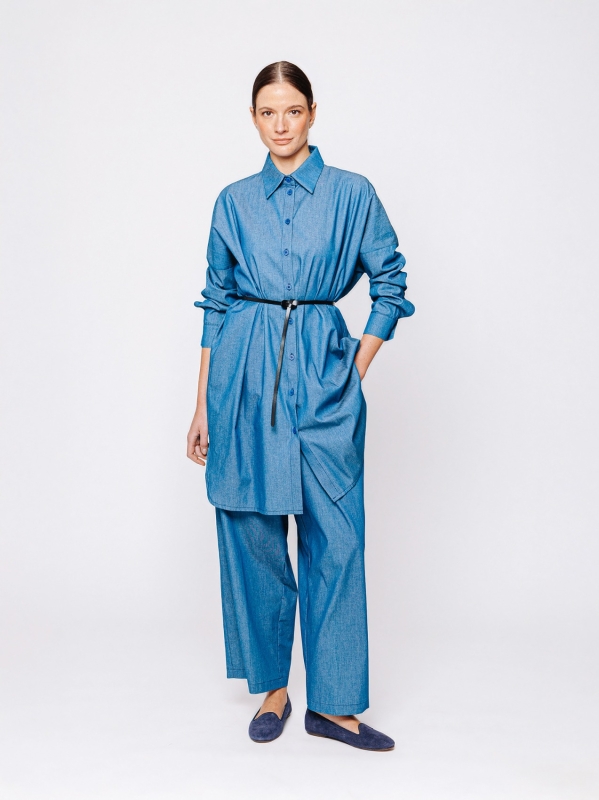 Chambray denim shirt jacket