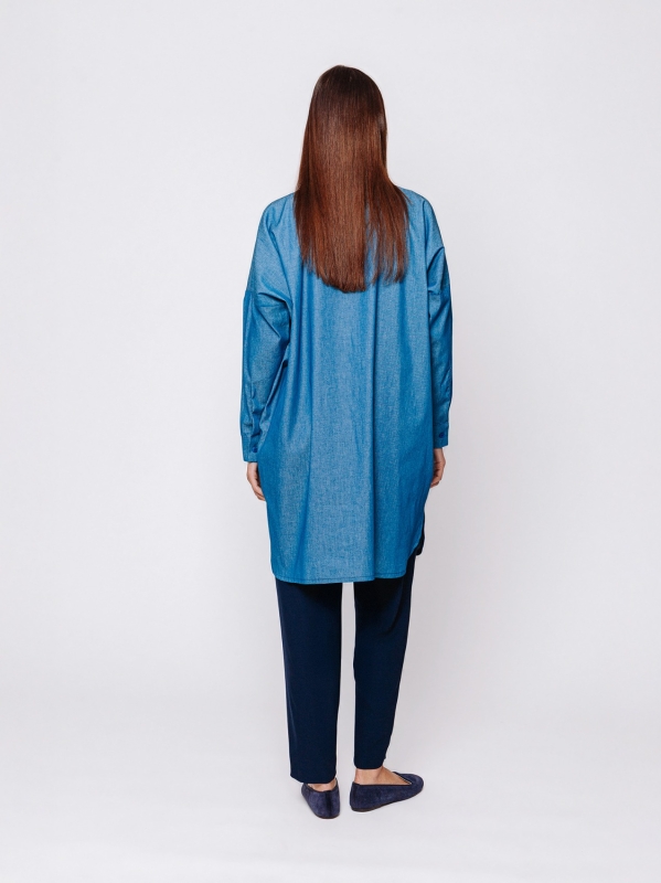 Chambray denim shirt jacket