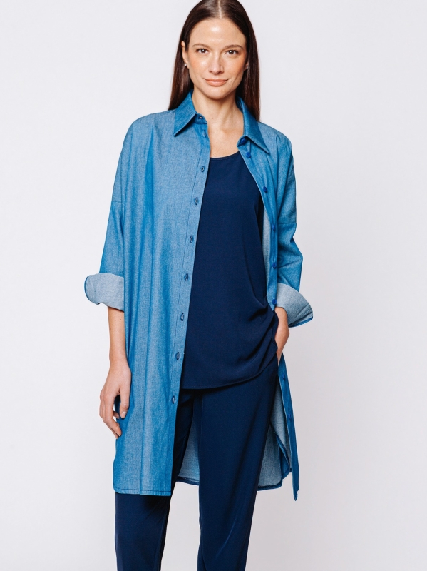 Chambray denim shirt jacket