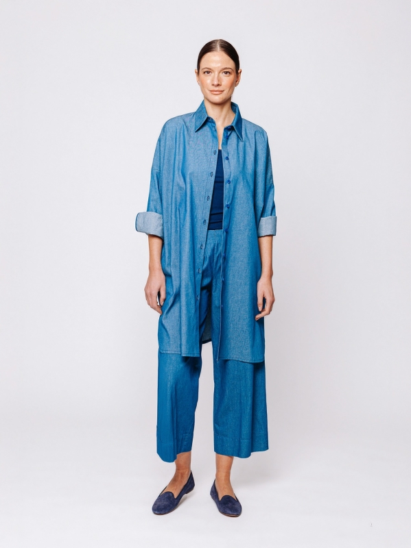 Chambray denim shirt jacket