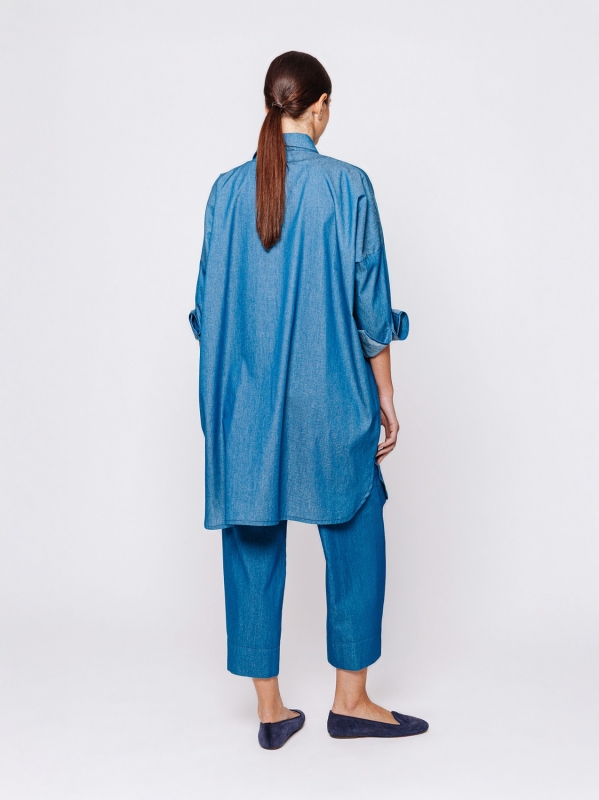 Chambray denim shirt jacket