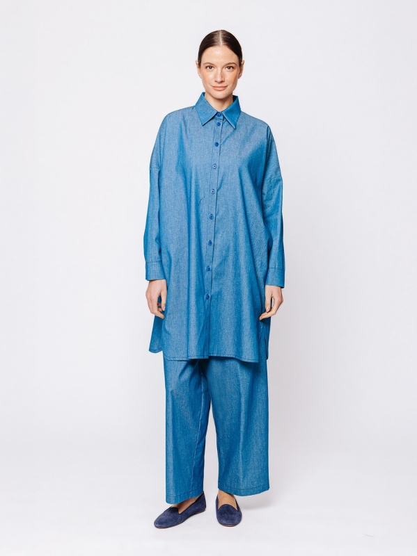 Chambray denim shirt jacket