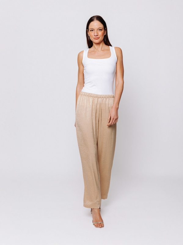 Soft trousers in wavy satin