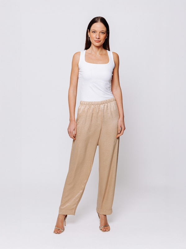Soft trousers in wavy satin