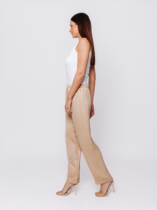 Soft trousers in wavy satin
