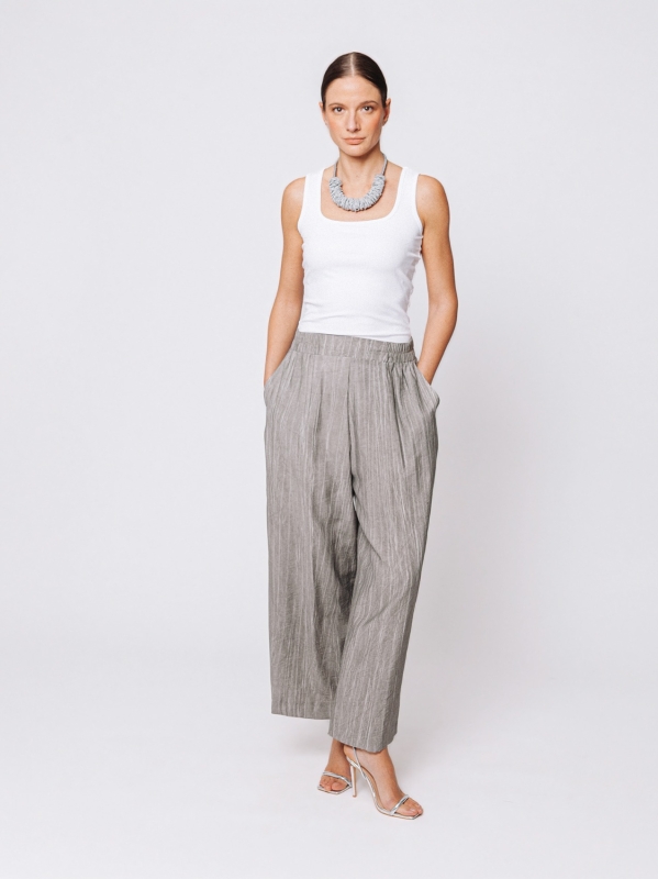 Pantalone Gaucho in Viscosa Texture Marmorizzata