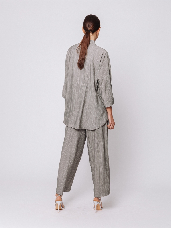 Oversized Viscose Shirt with Marbled Texture