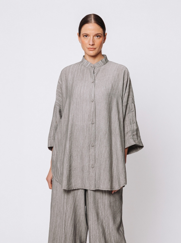 Camicia Over in Viscosa Texture marmorizzata