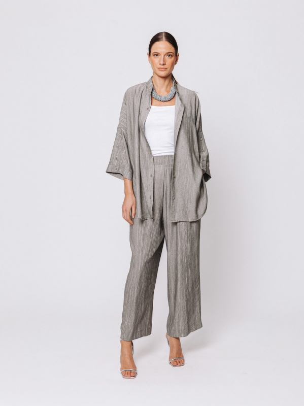 Oversized Viscose Shirt with Marbled Texture