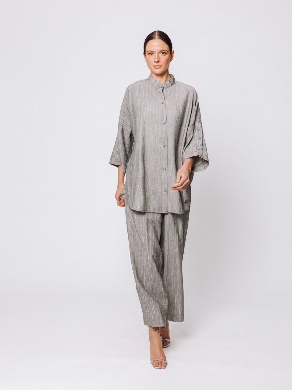 Camicia Over in Viscosa Texture marmorizzata