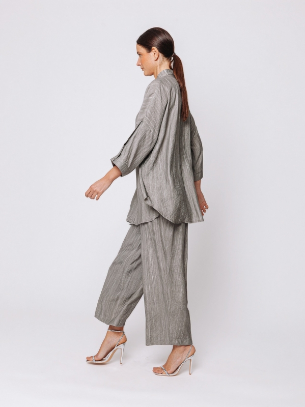 Oversized Viscose Shirt with Marbled Texture