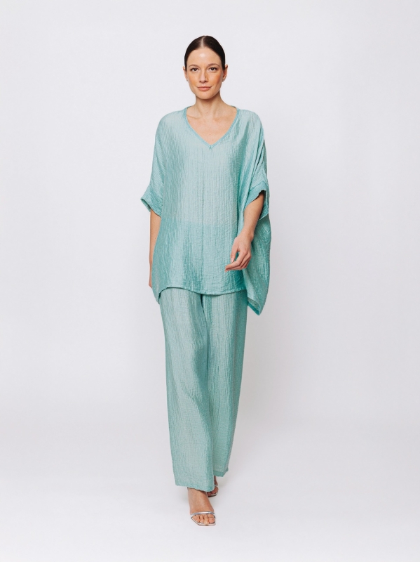 Maxi Oversized Boxy Sweater in Double Jacquard Gauze