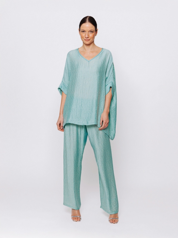 Maxi Oversized Boxy Sweater in Double Jacquard Gauze