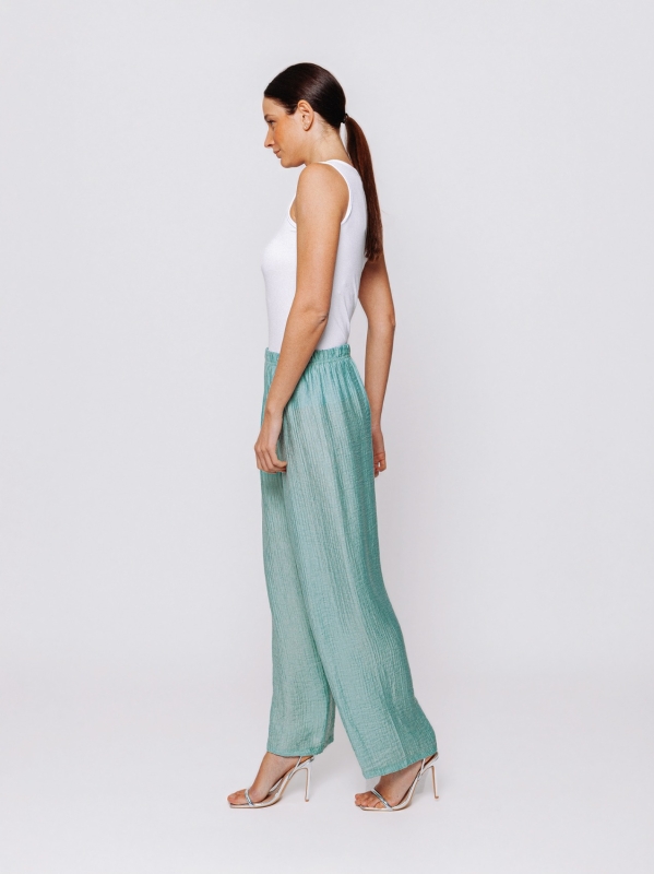 Schmal zulaufende Hose aus doppeltem Jacquard-Gaze mit elastischem Bund