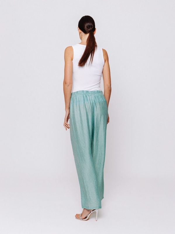 Schmal zulaufende Hose aus doppeltem Jacquard-Gaze mit elastischem Bund