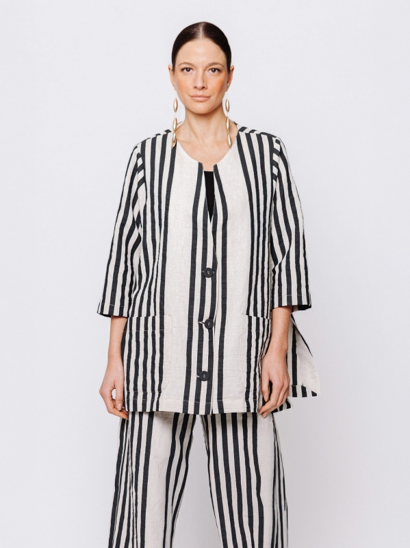 Giacca rigata in jacquard lino e cotone Midali Toujours